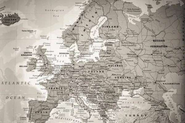 Alta Mappa Politica Dettagliata Dell Europa — Foto Stock