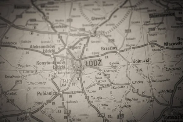 Lodz Mapa Europa —  Fotos de Stock