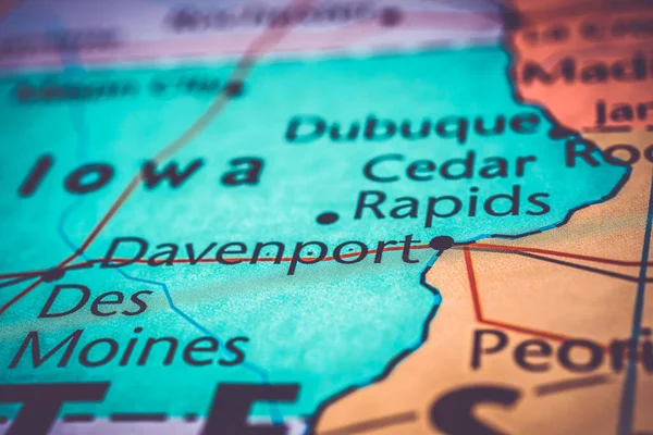 Davenport Sulla Mappa Degli Stati Uniti — Foto Stock