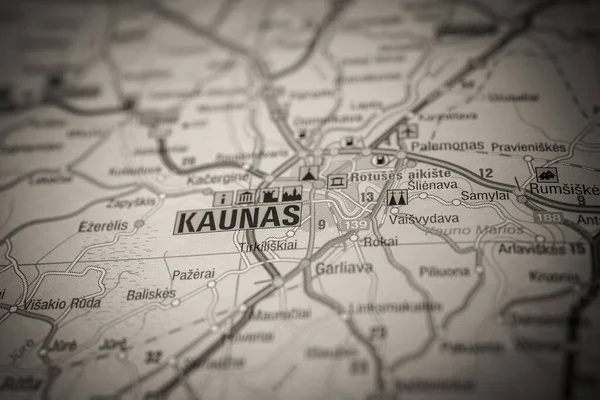 Kaunas Sur Carte Europe — Photo