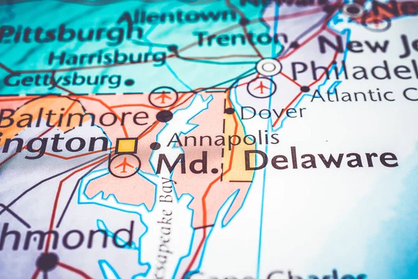 Delaware Mapě Usa — Stock fotografie