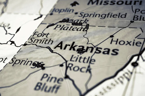 Arkansas Usa Térképen — Stock Fotó