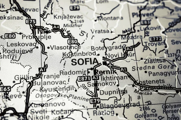 ソフィアはヨーロッパ地図の中で — ストック写真