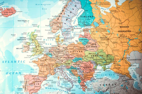 Висока Детальна Політична Карта Європи — стокове фото