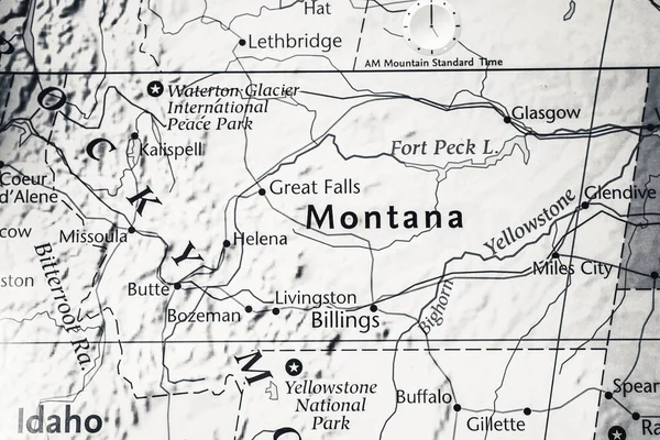 Montana Sobre Mapa Dos Eua — Fotografia de Stock