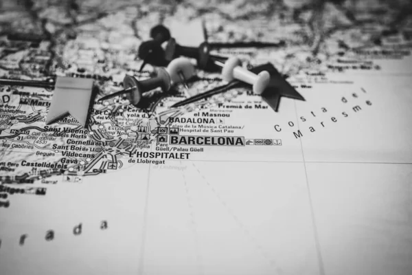 Barcelona Auf Der Europa Karte — Stockfoto