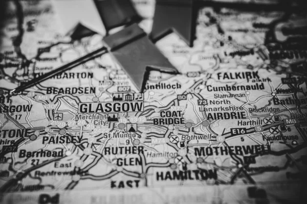 Γλασκώβη Πρωτεύουσα Της Σκωτίας Χάρτη — Φωτογραφία Αρχείου