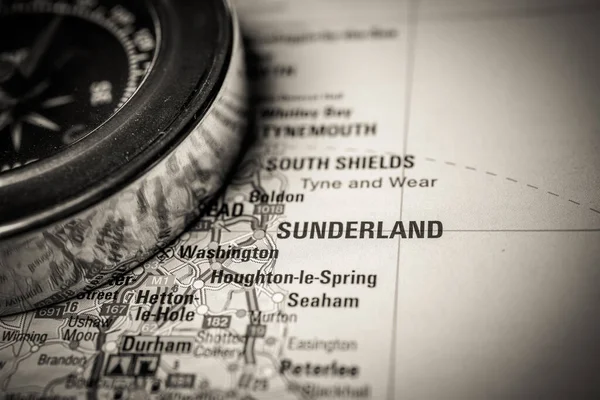 Sunderland Mapa Europa — Foto de Stock