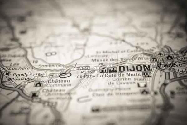 Dijon在欧洲地图上 — 图库照片