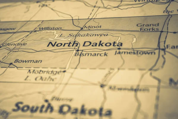 Dakota Del Nord Sulla Mappa Usa — Foto Stock