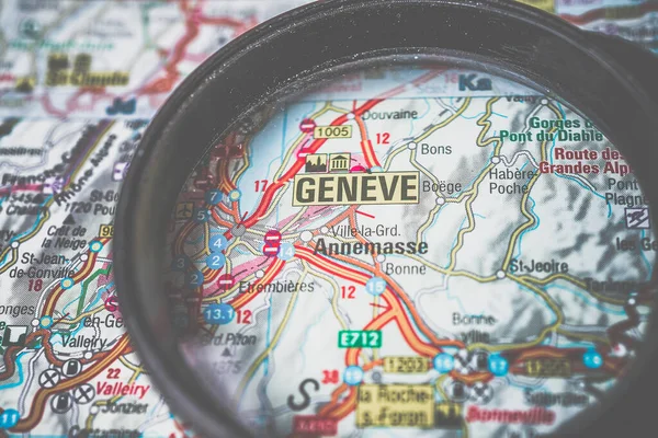 Geneve Στο Χάρτη Της Ευρώπης — Φωτογραφία Αρχείου