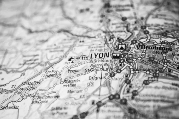 Lyon Mapa Europa — Foto de Stock