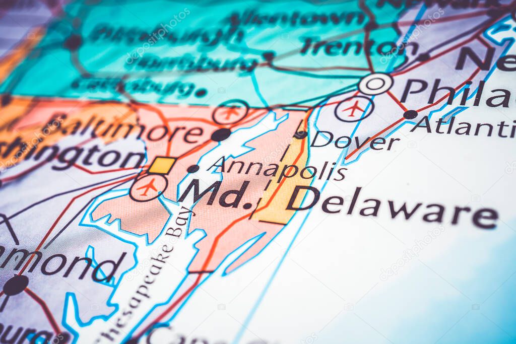 Delaware on the USA map