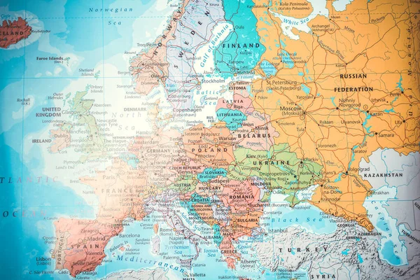 Alta Mappa Politica Dettagliata Dell Europa — Foto Stock