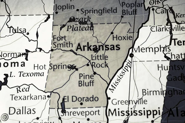 Arkansas on the map of USA