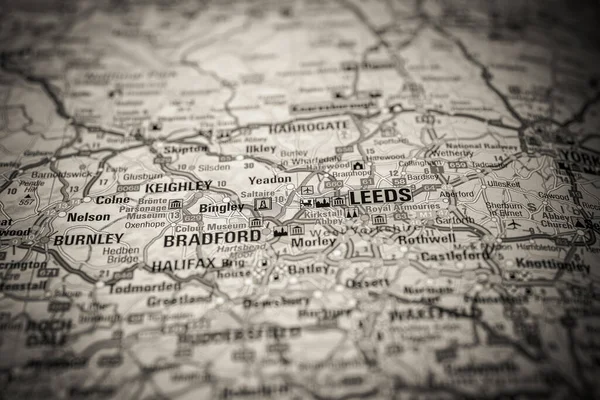 Leeds Avrupa Haritasında — Stok fotoğraf