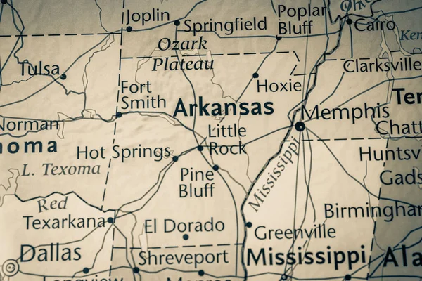Arkansas on the map of USA