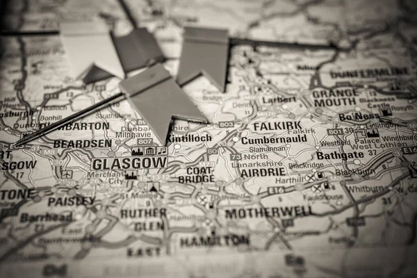 地図上のスコットランドのグラスゴーの首都 — ストック写真