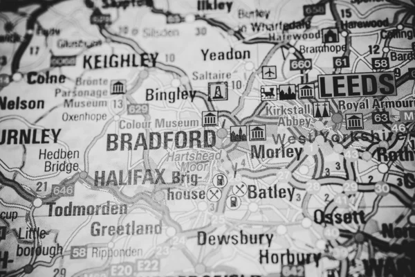 Bradford Avrupa Haritasında — Stok fotoğraf