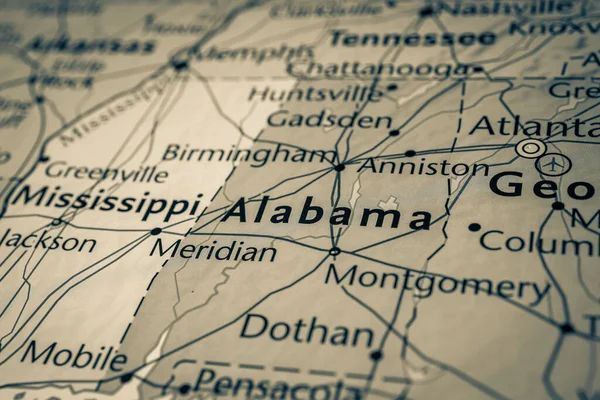 Alabama Mapa Estados Unidos —  Fotos de Stock