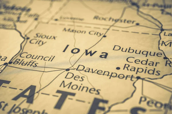 Iowa Sulla Mappa Degli Stati Uniti — Foto Stock