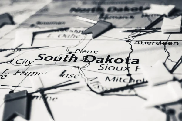 Dakota Del Sud Sulla Mappa Usa — Foto Stock