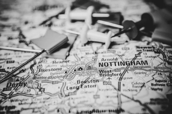 Nottingham Inglaterra Mapa Europa — Fotografia de Stock