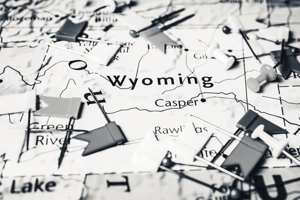 Wyoming Auf Der Karte Der Usa — Stockfoto