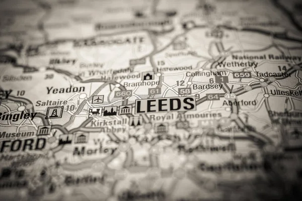 Leeds Map Europe — Stock Photo, Image