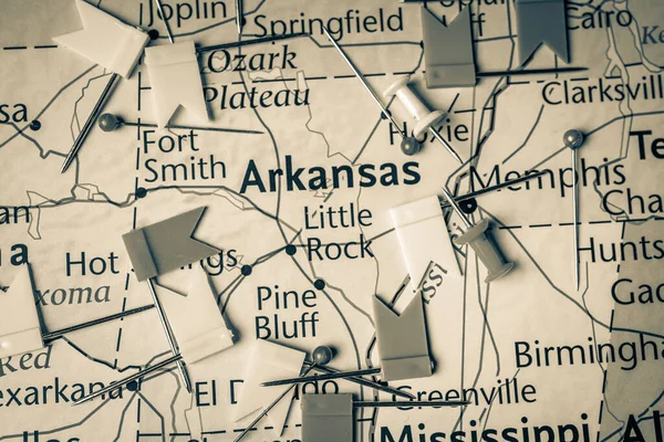 Arkansas Kartan Över Usa — Stockfoto