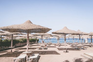 Deniz kıyısındaki bir tatil köyünde güzel bir sahil
