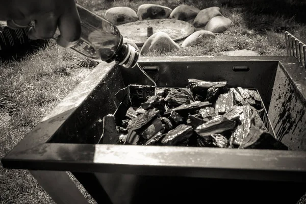 Pálení Grilu Kempování Přenosné Grilování — Stock fotografie