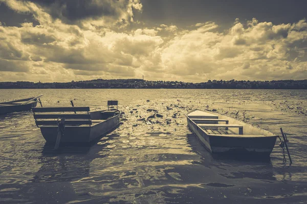 Красиве Міське Озеро Човни Фон Природи — стокове фото