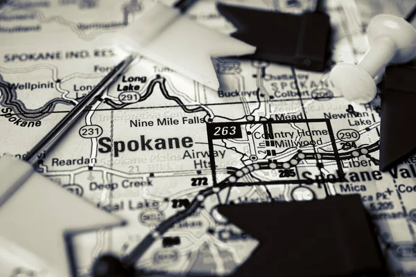 Spokane Mapa Estados Unidos — Foto de Stock