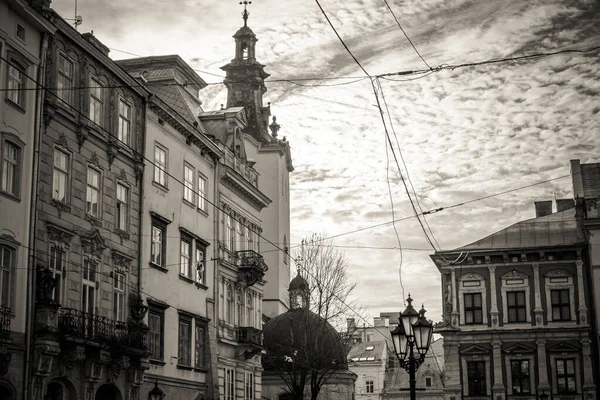 Prachtige Straten Huizen Van Lviv — Stockfoto