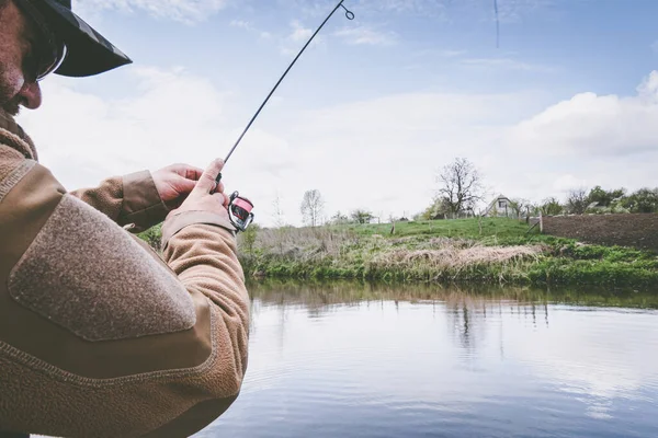 Pesca Truchas Lago Recreación — Foto de Stock