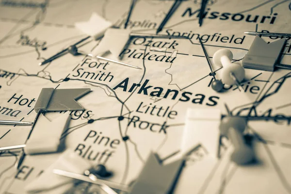 Arkansas Usa Térképen — Stock Fotó