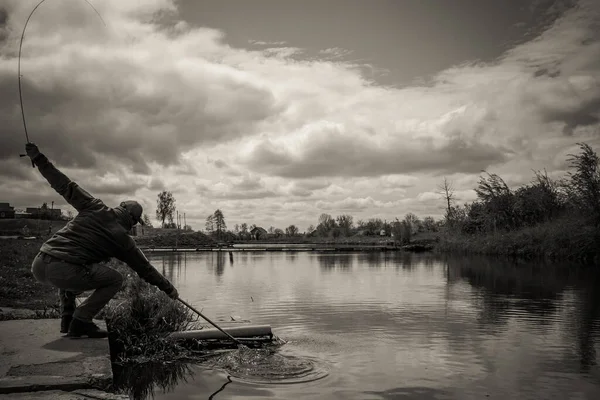 Pesca Truchas Lago Recreación —  Fotos de Stock