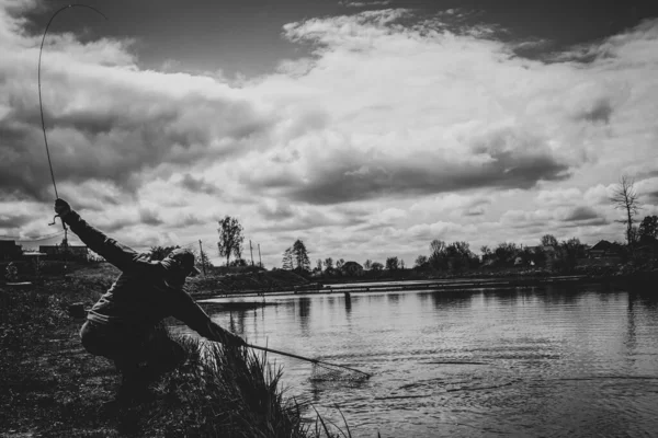 Łowienie Pstrągów Jeziorze Rekreacja — Zdjęcie stockowe