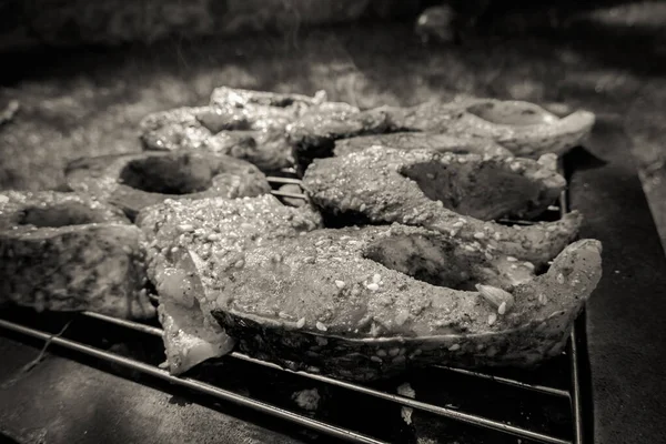 Cooking Carp Grill Background — Stock Photo, Image