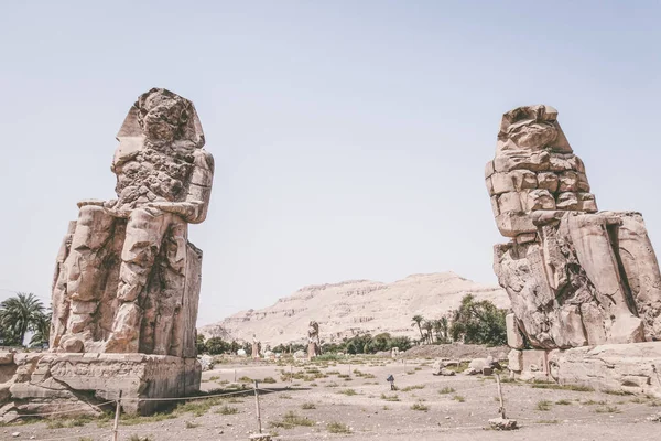 Duas Estátuas Antigas Egito — Fotografia de Stock