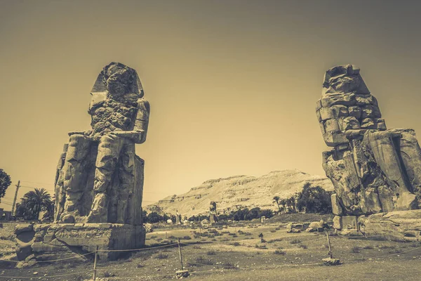 Zwei Antike Statuen Ägypten — Stockfoto