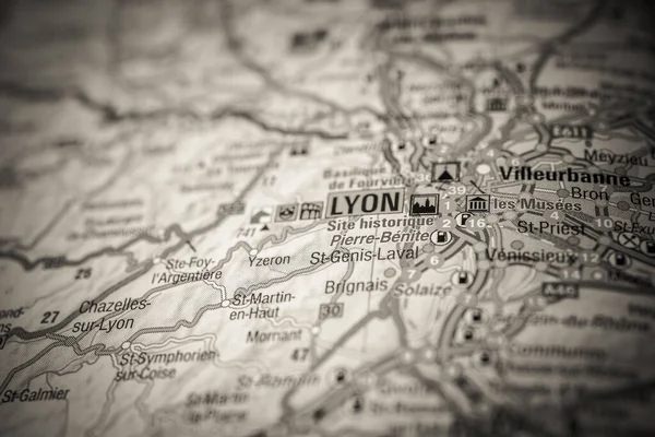 Lyon Mapa Europa — Foto de Stock