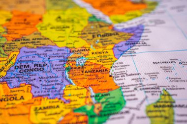 Harita seyahat arkaplan dokusu üzerine Tanzanya