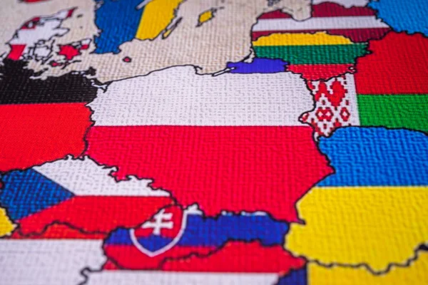 Pologne Sur Fond Carte Europe — Photo
