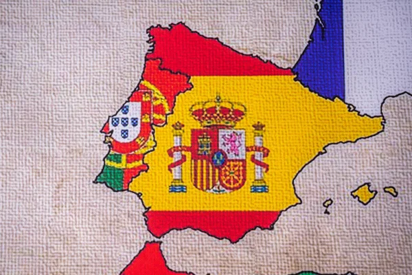 España Con Bandera Mapa Erope Fondo —  Fotos de Stock