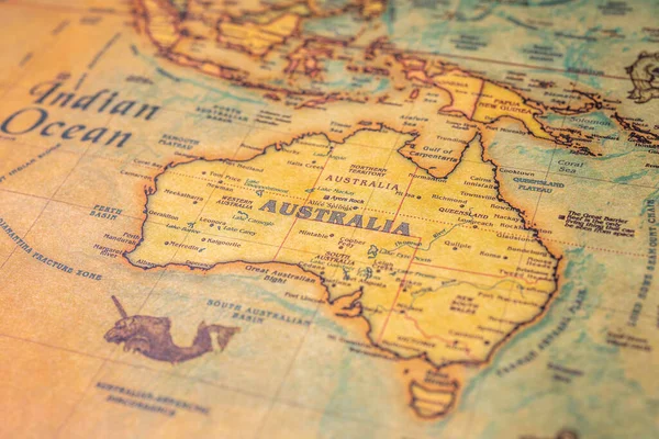 世界地图上的澳大利亚 — 图库照片