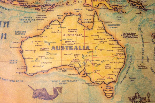 Austrálie Mapě Světa — Stock fotografie