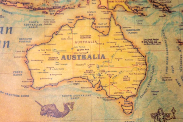 Australia on map of the world