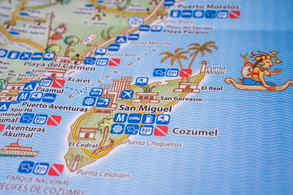 Caribe México Mapa Viajes Fondo —  Fotos de Stock
